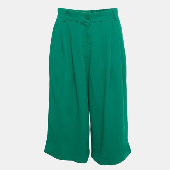 Dolce & Gabbana Green Crepe Pleated Shorts M